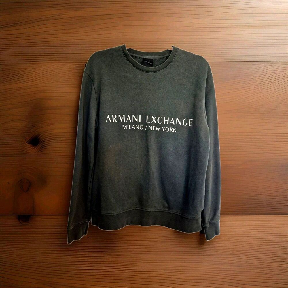 Armani Exchange Milano New York Olive Green Crewneck Sweatshirt Womens Large